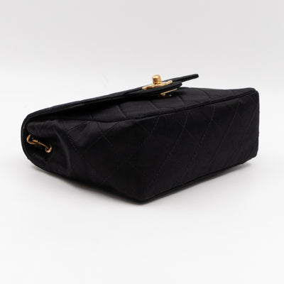 Classic Flap Mini Square Black Satin Vintage