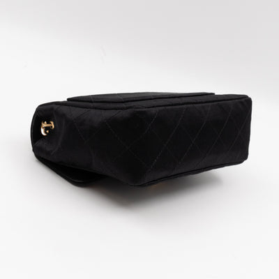 Classic Flap Mini Square Black Satin Vintage