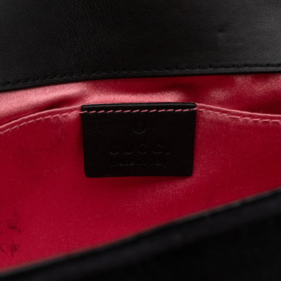 GG Marmont Flap Mini Black Velvet Aged Gold