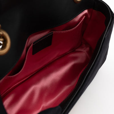 GG Marmont Flap Mini Black Velvet Aged Gold