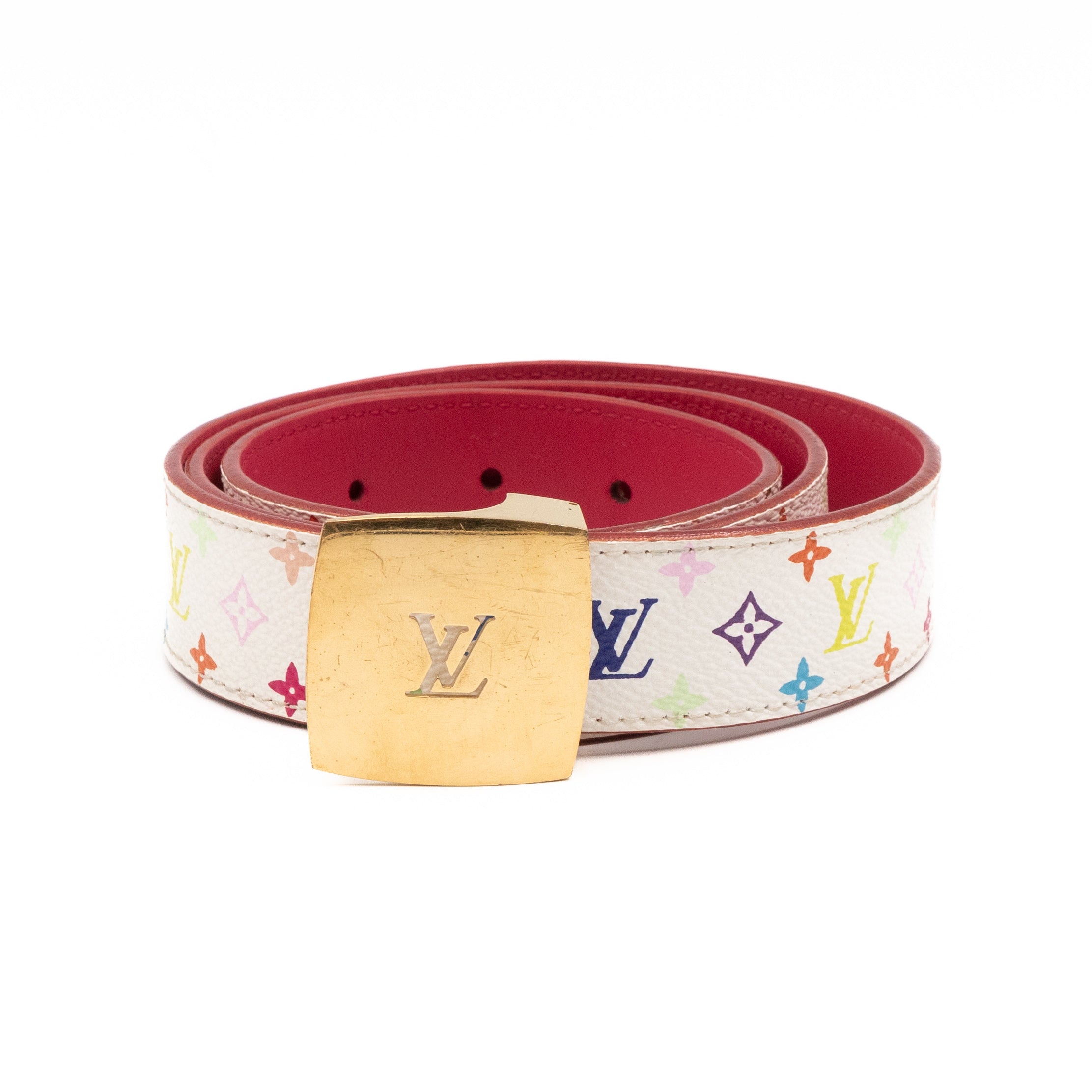 LV Cut Reversible Belt Multicolore White Belt 80/32