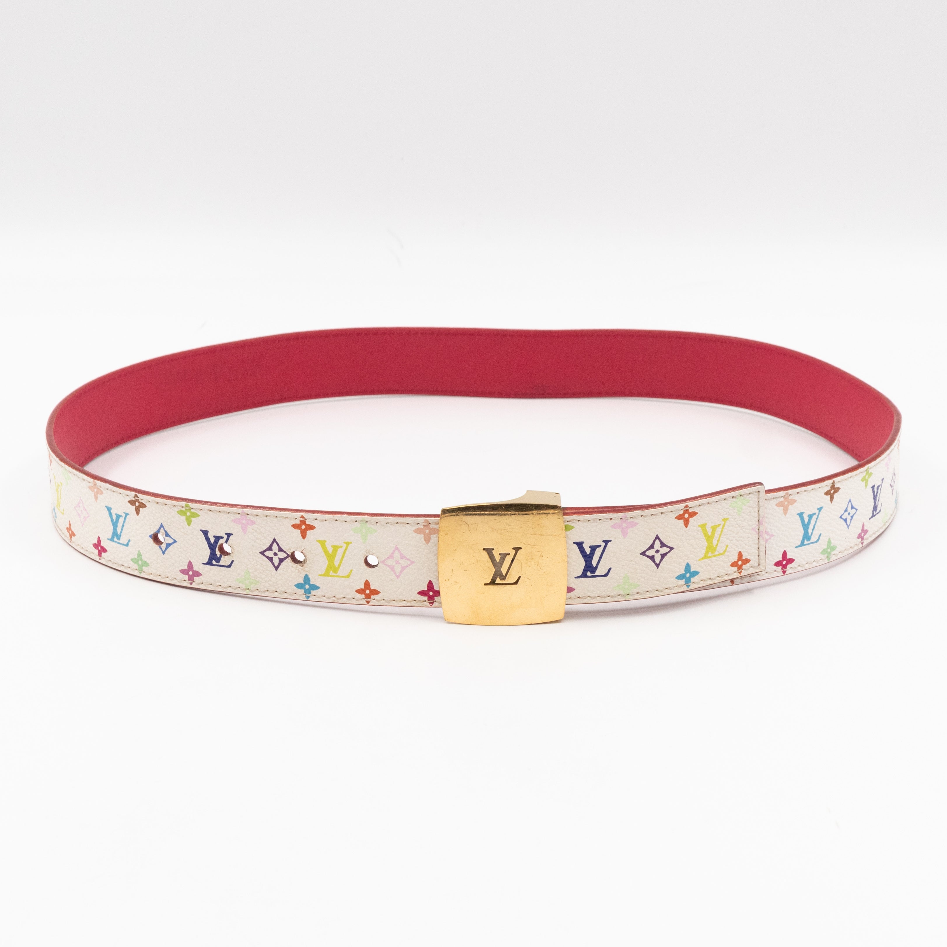 LV Cut Reversible Belt Multicolore White Belt 80/32
