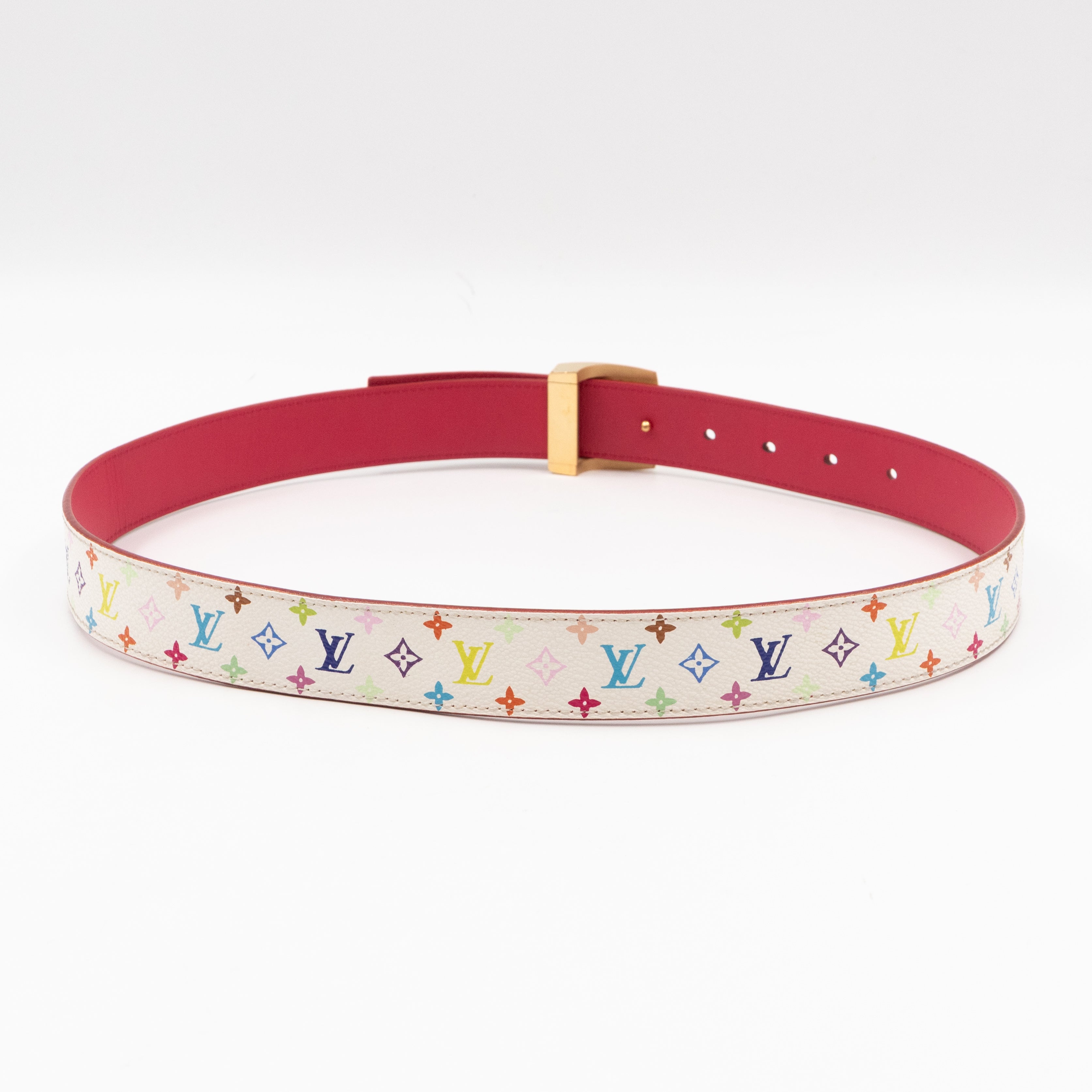 LV Cut Reversible Belt Multicolore White Belt 80/32