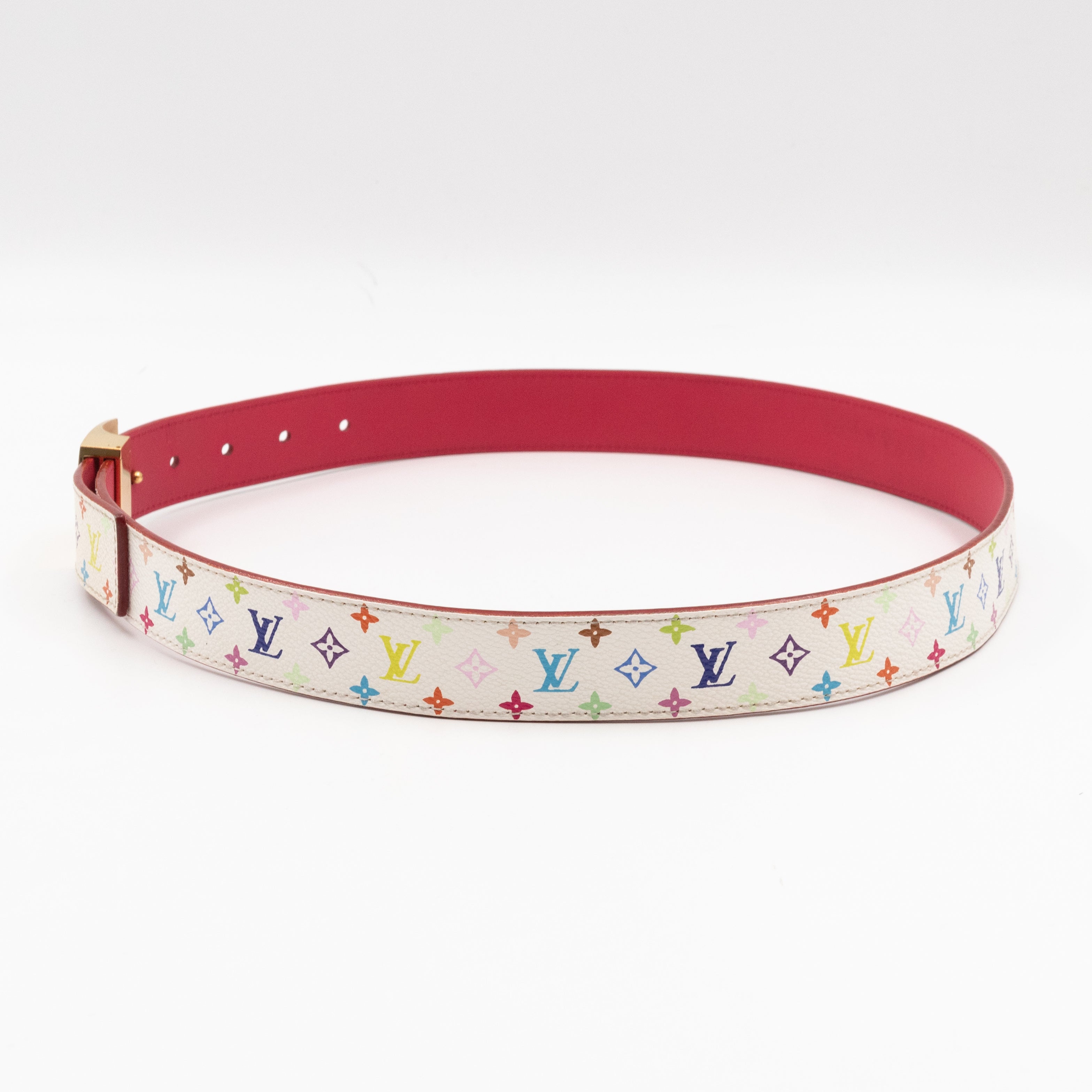 LV Cut Reversible Belt Multicolore White Belt 80/32