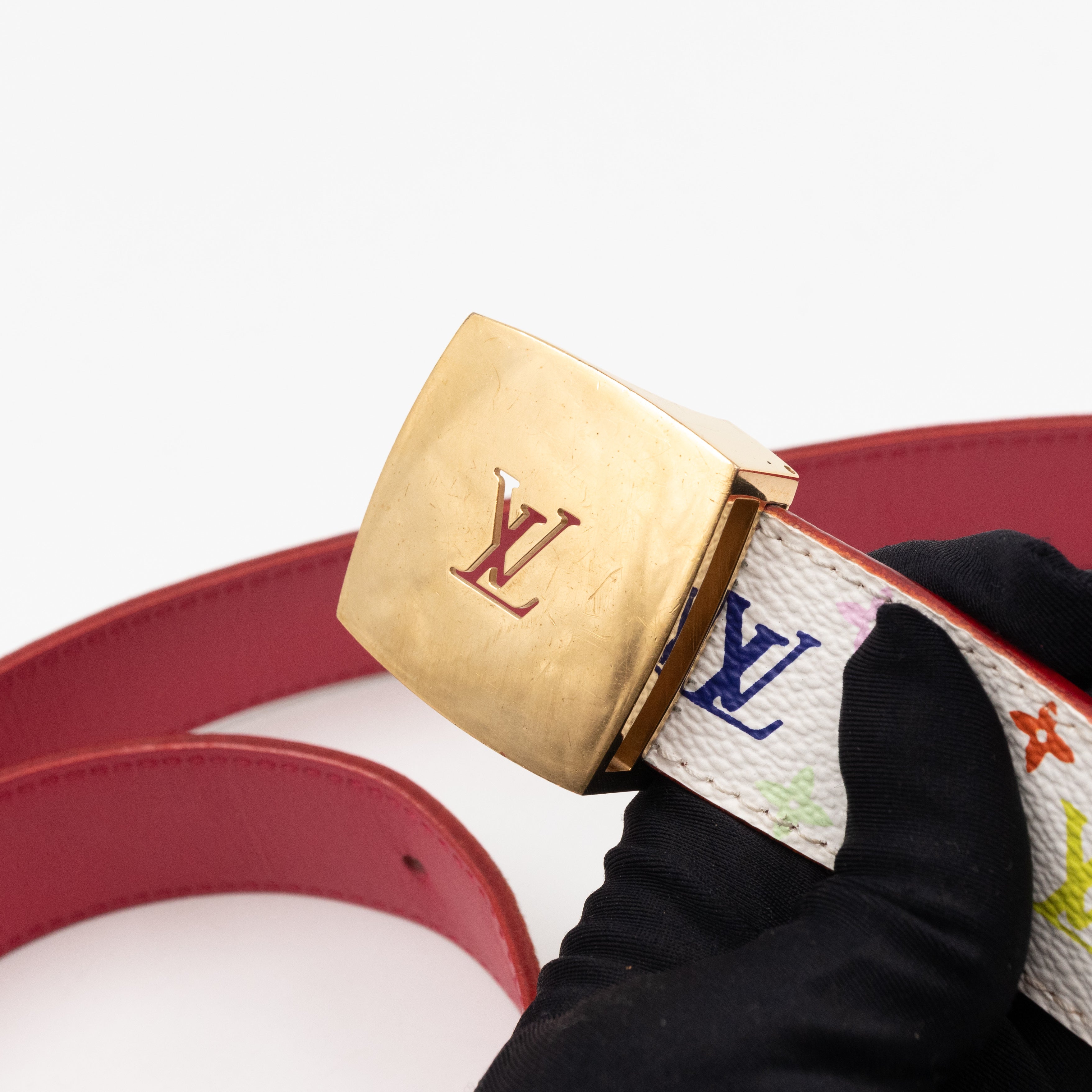 LV Cut Reversible Belt Multicolore White Belt 80/32