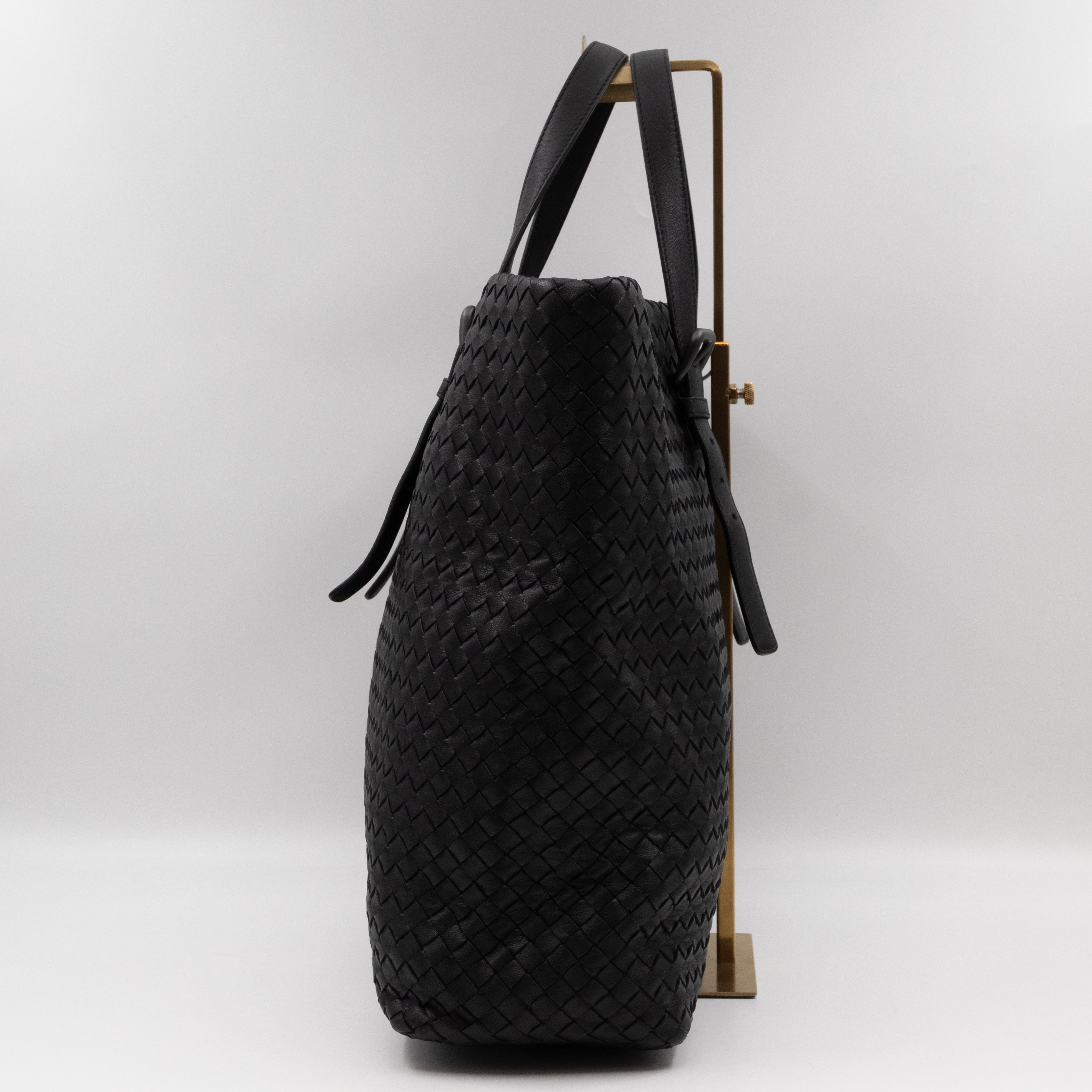 Vertical Tote Small Intrecciato Black Leather