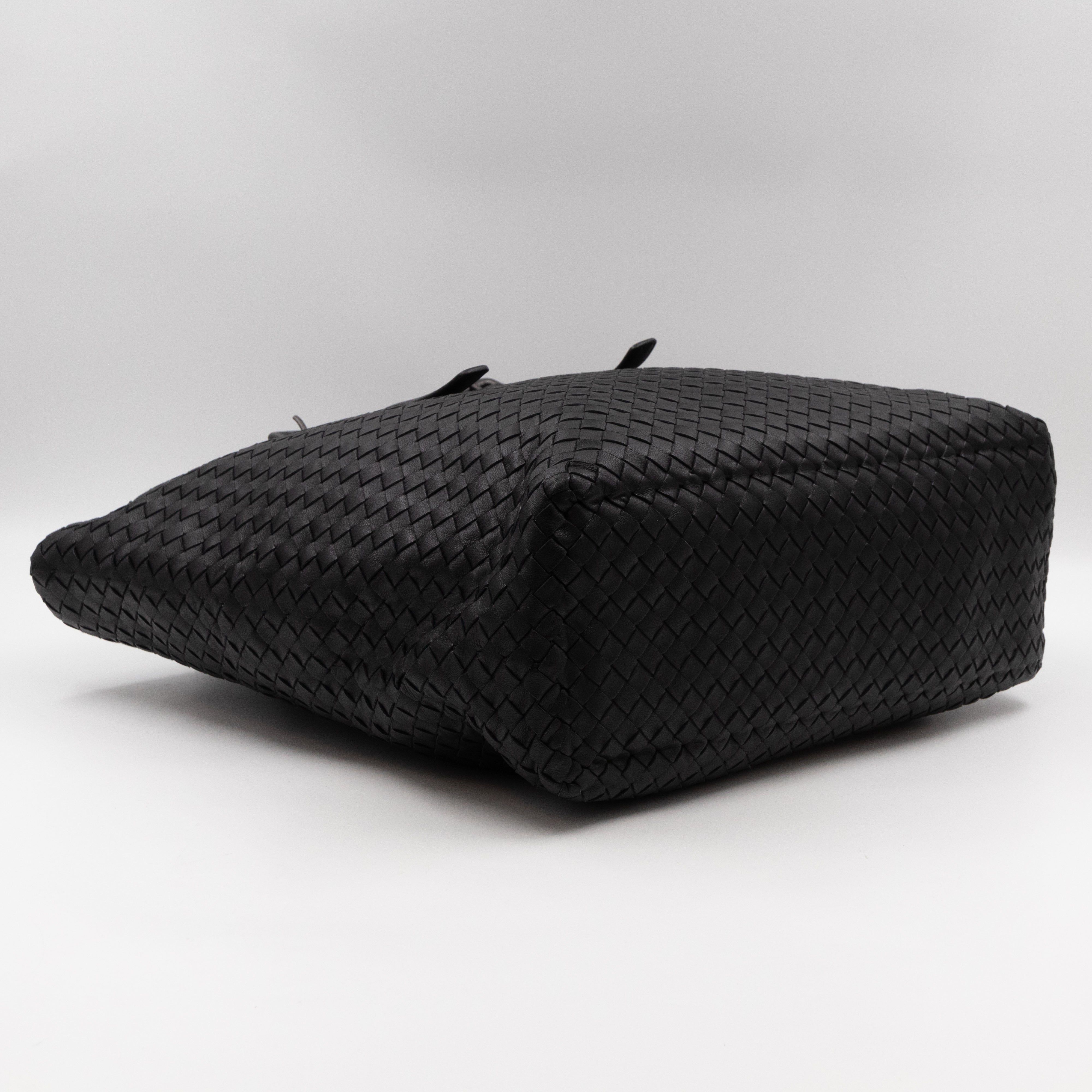 Vertical Tote Small Intrecciato Black Leather