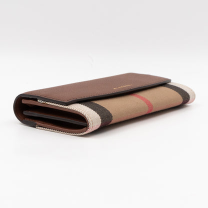 Continental Wallet House Check & Tan Leather