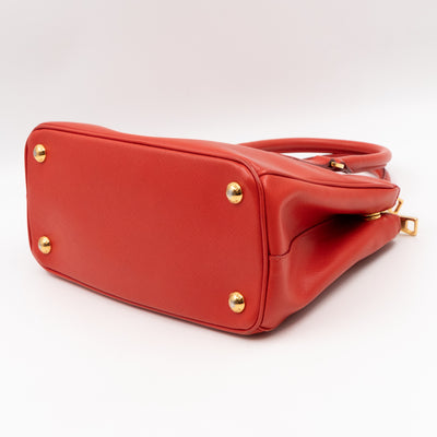 Galleria Small Double Zip Fiery Red Saffiano