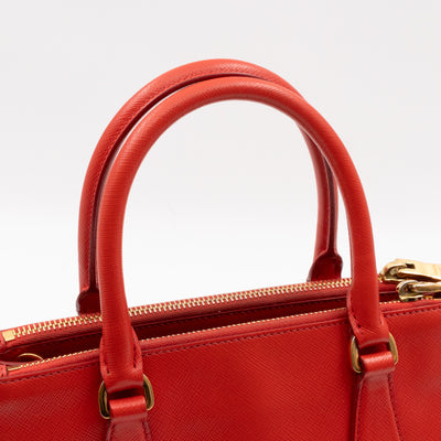 Galleria Small Double Zip Fiery Red Saffiano