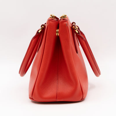 Galleria Small Double Zip Fiery Red Saffiano