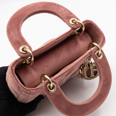 Lady Dior Mini Blush Pink Velvet