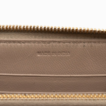 Zip Around Madras Wallet Beige Grey Woven Leather