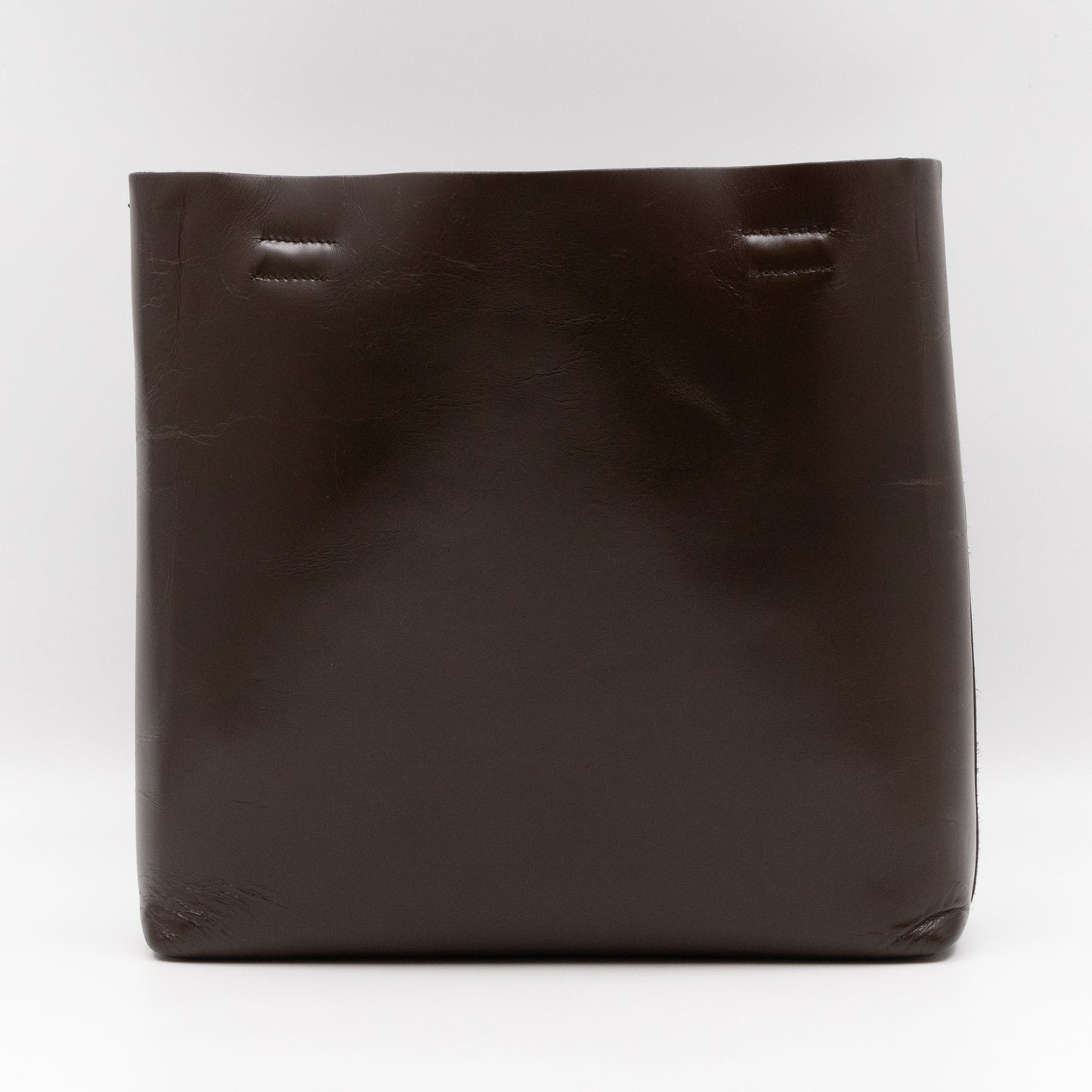 Logo Tote with Pouch Brown Vitello Leather