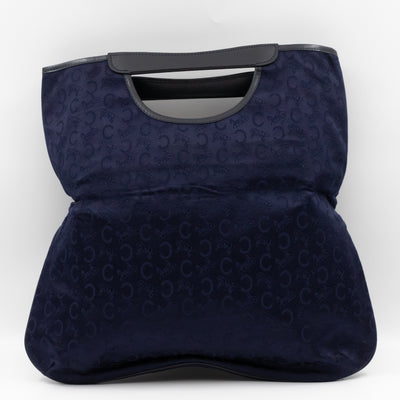 Vintage Noevir Fold over Large Tote Clutch Navy Canvas