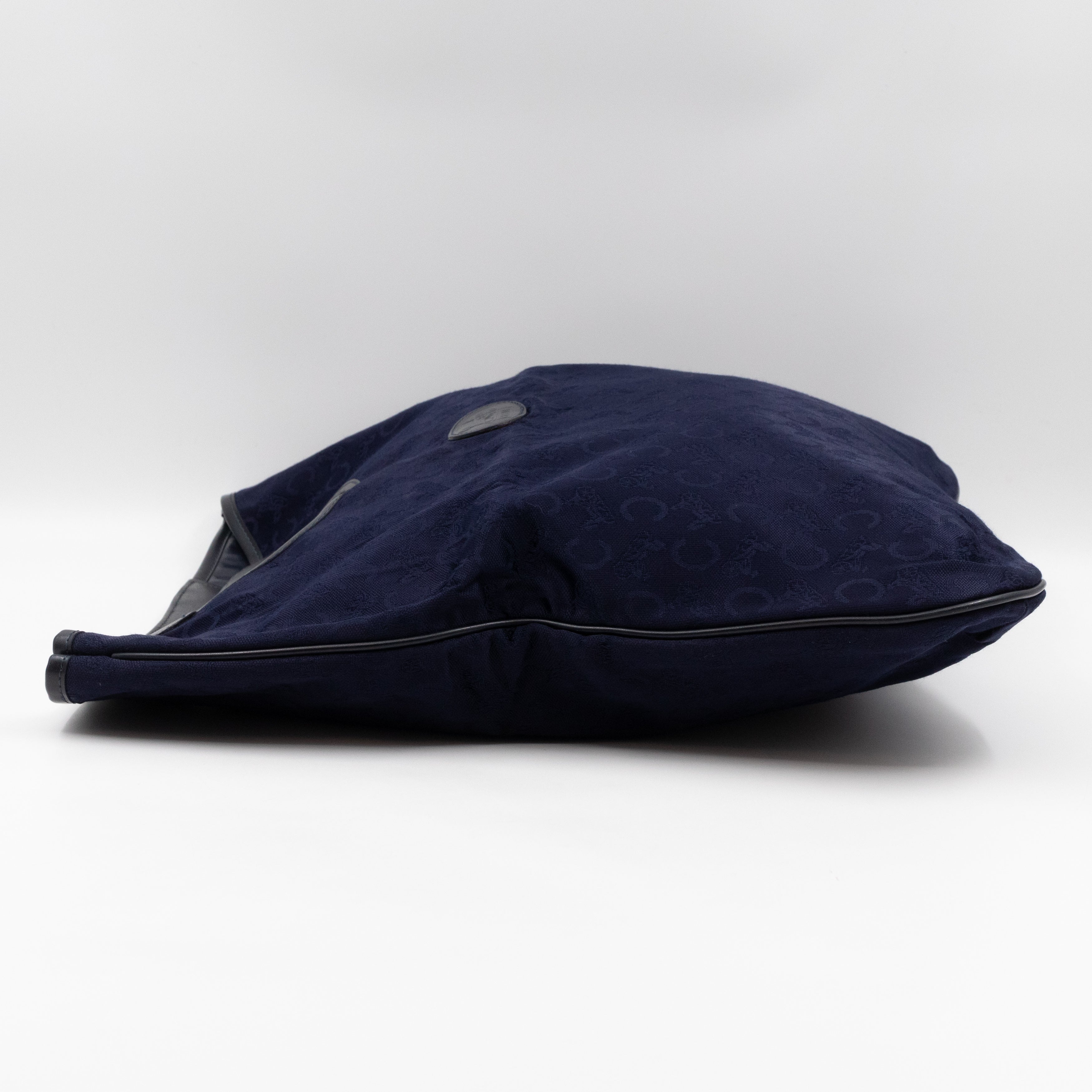 Vintage Noevir Fold over Large Tote Clutch Navy Canvas