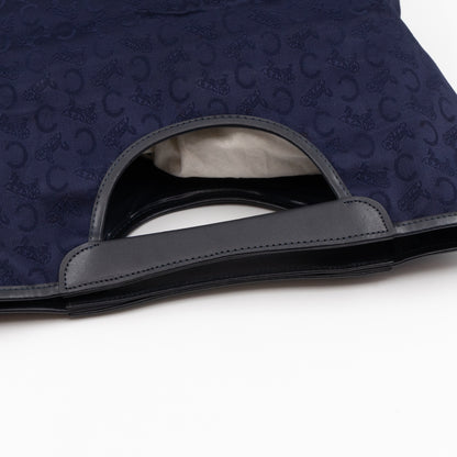 Vintage Noevir Fold over Large Tote Clutch Navy Canvas