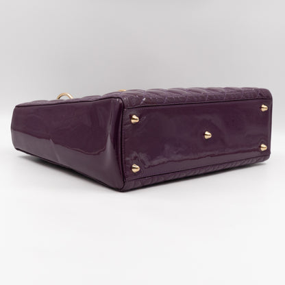 Lady Dior Large Purple Patent Leather