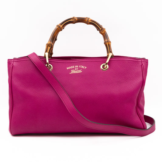 Bamboo Shopper Tote Pink Leather