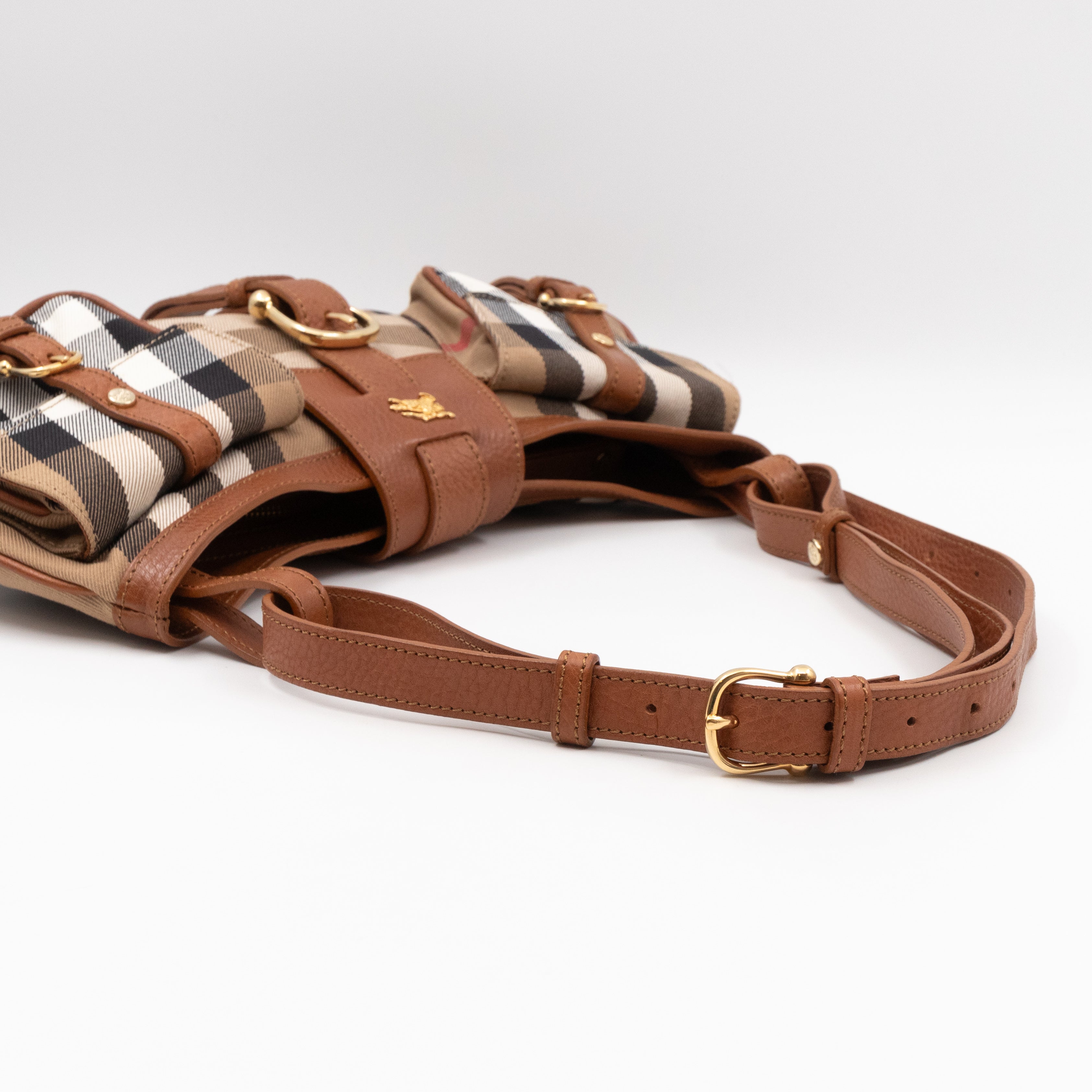 Prorsum House Check Shoulder Bag Tan Leather