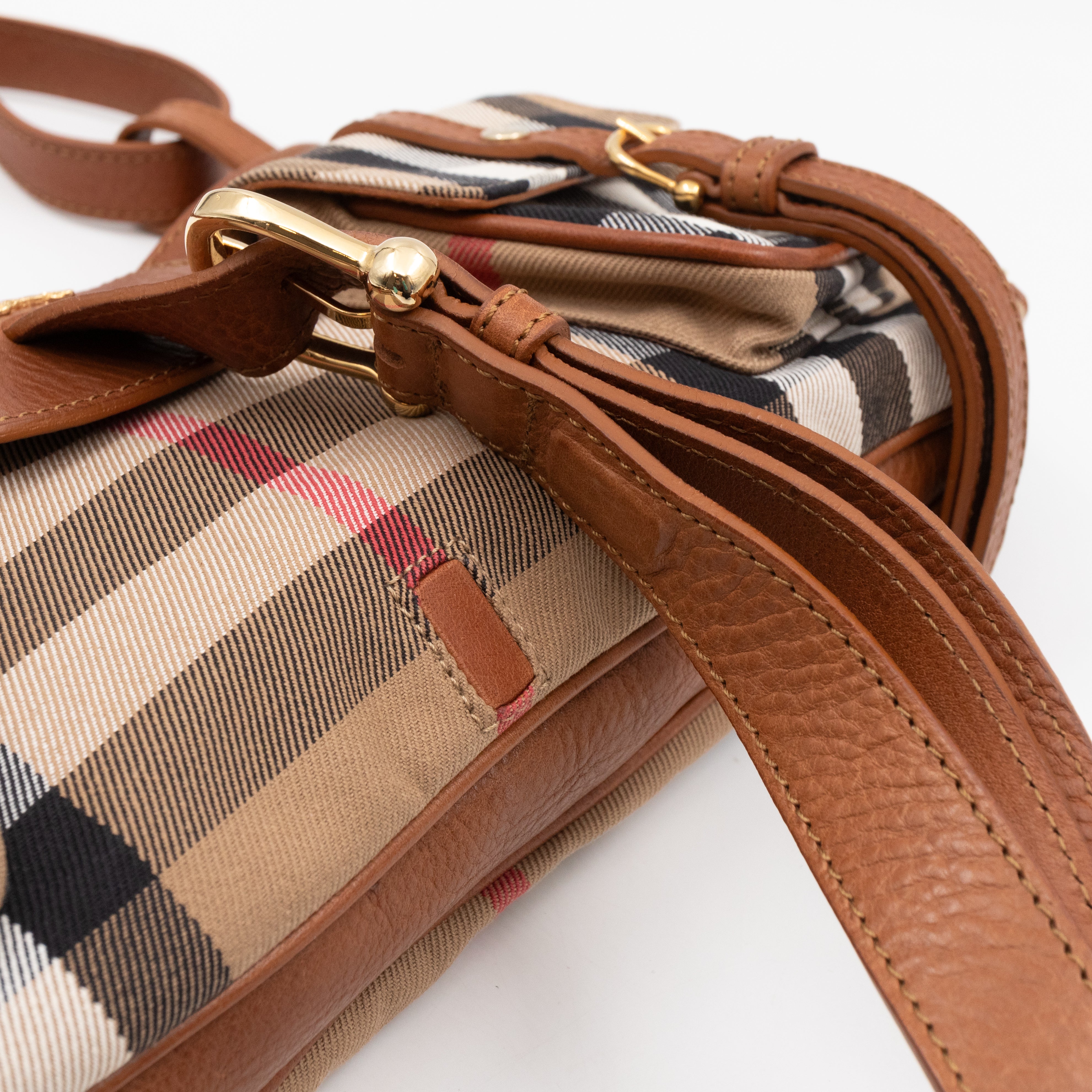 Prorsum House Check Shoulder Bag Tan Leather
