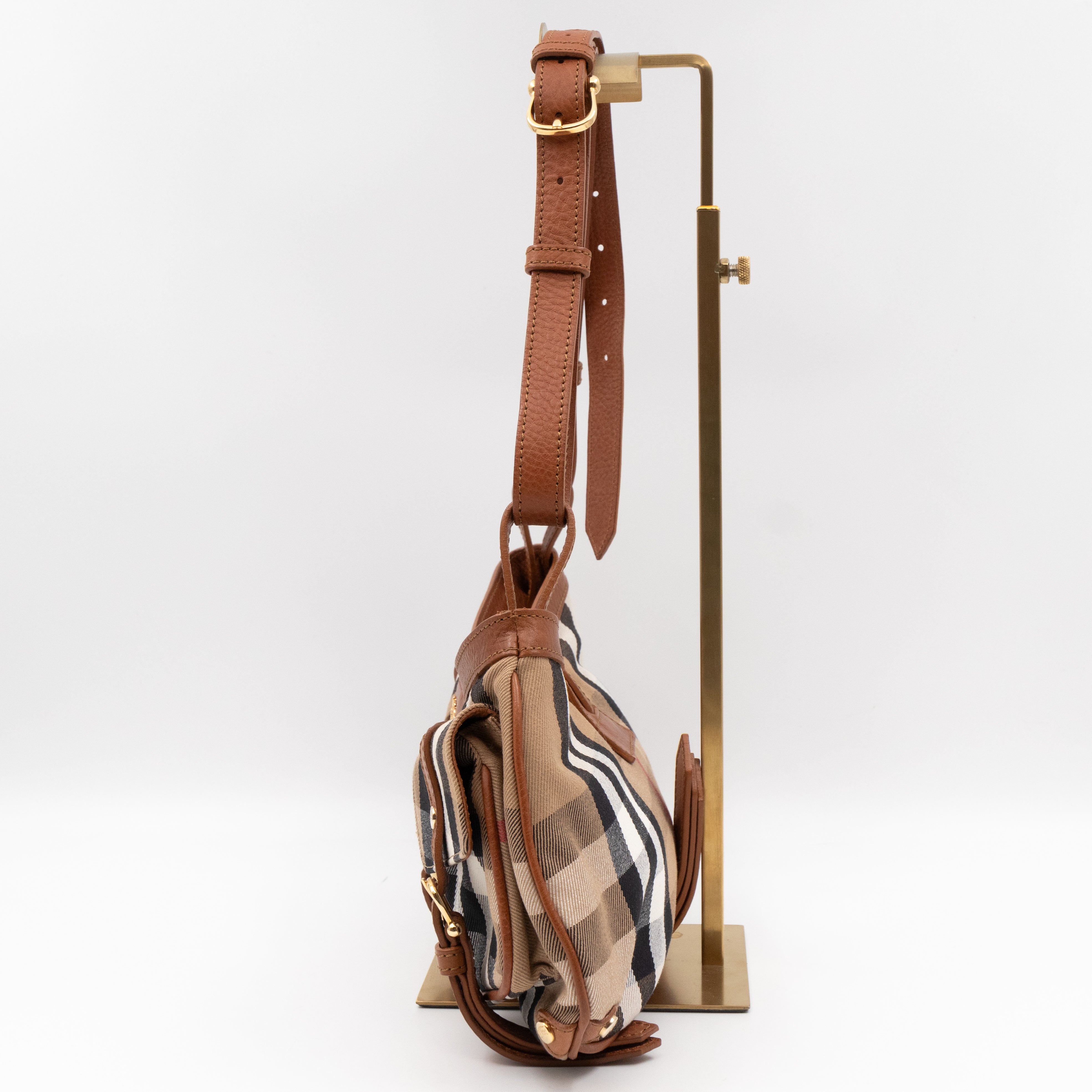 Prorsum House Check Shoulder Bag Tan Leather