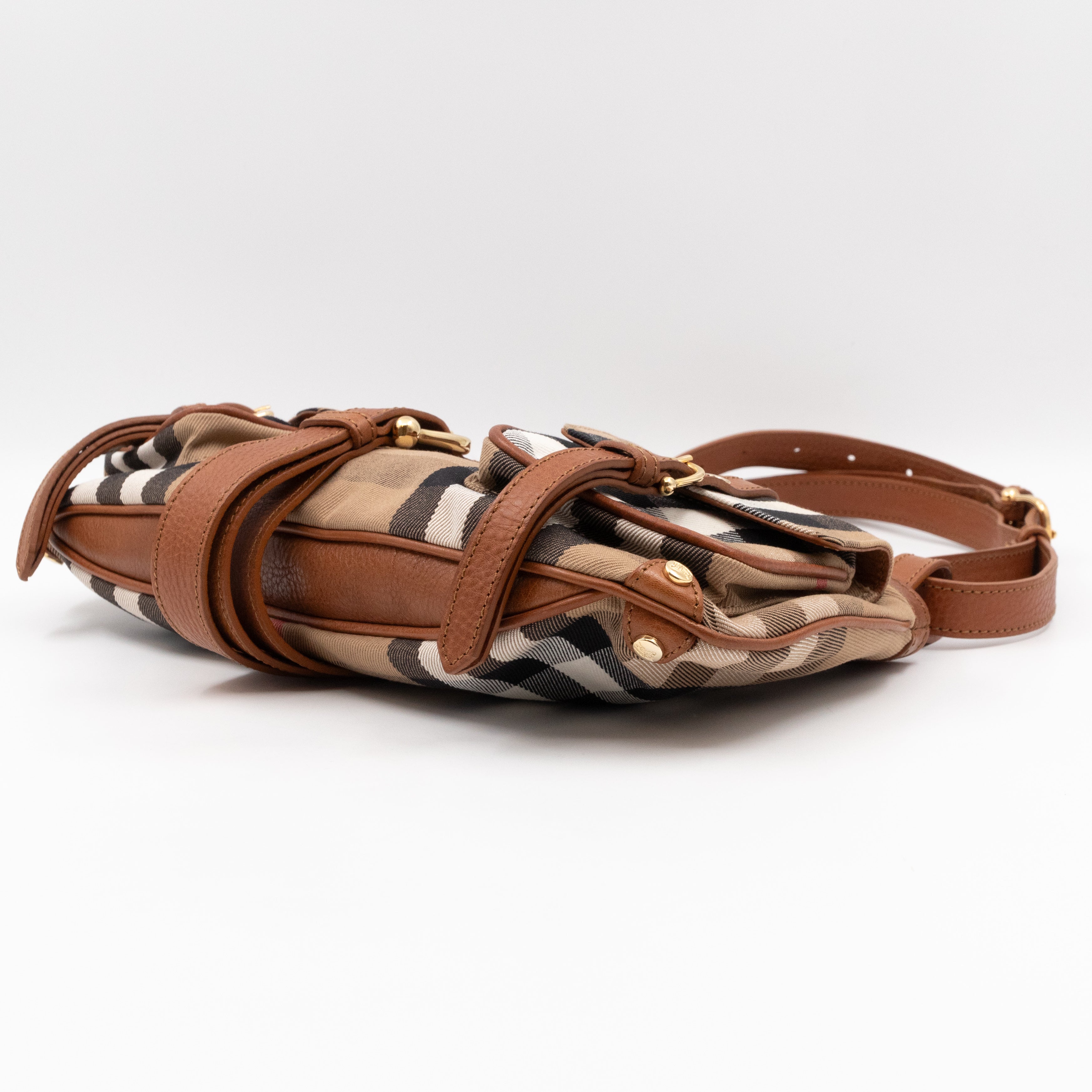 Prorsum House Check Shoulder Bag Tan Leather
