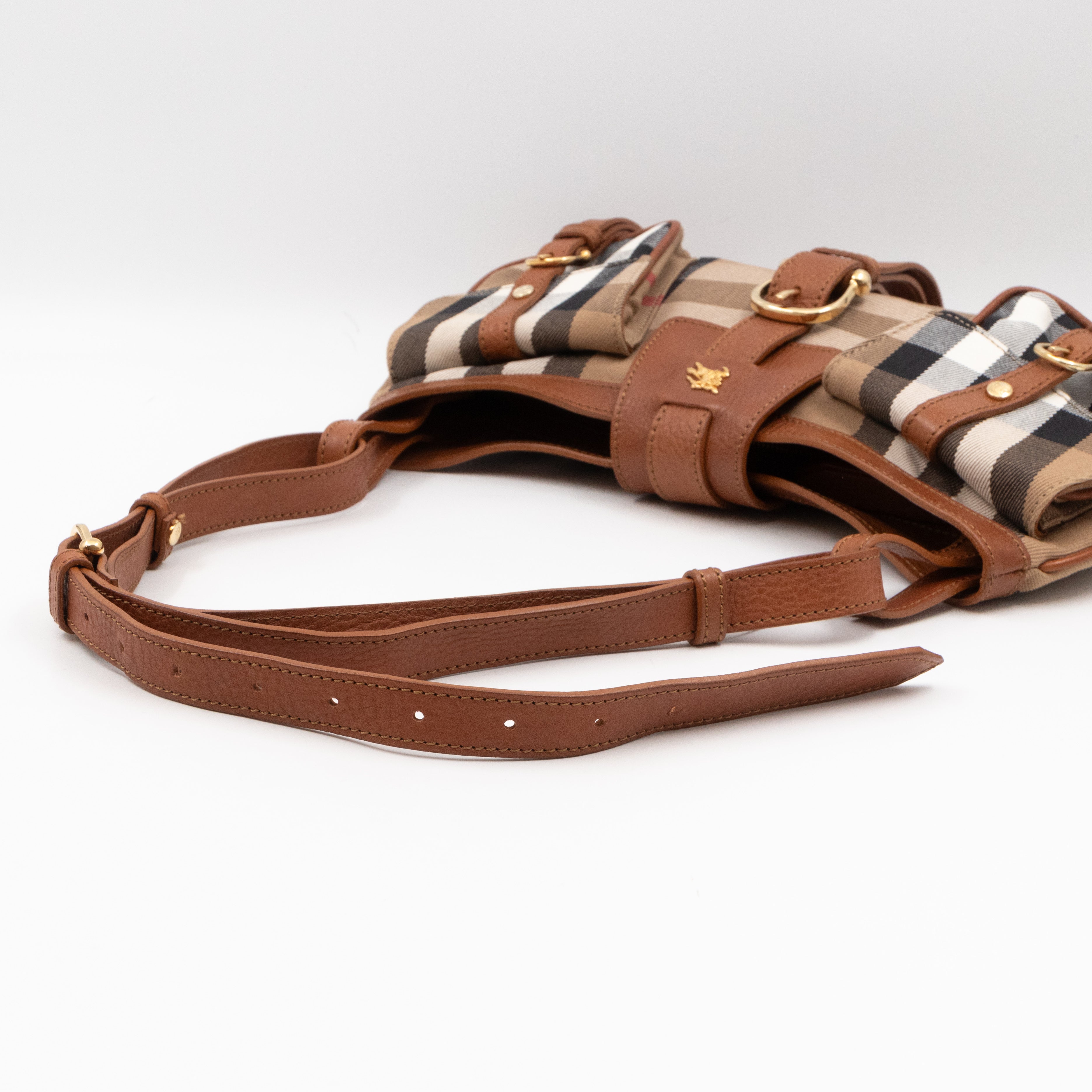 Prorsum House Check Shoulder Bag Tan Leather