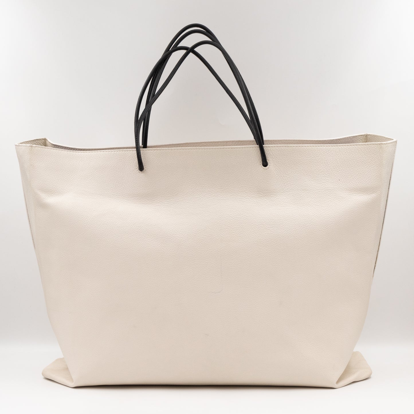 East West Shopper North South Tote Bag White Leather