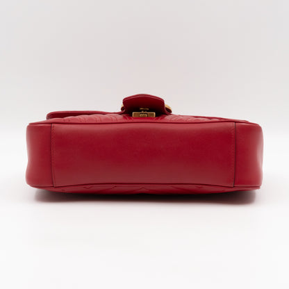 GG Marmont Small Shoulder Bag Red Matelasse Leather
