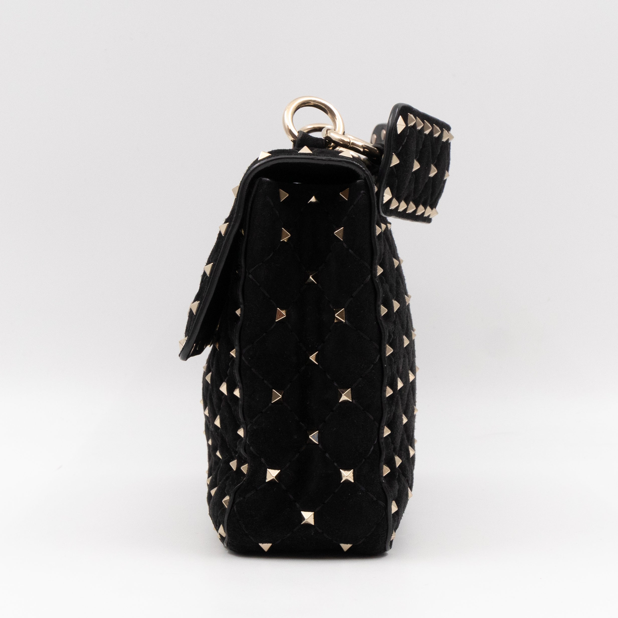 Rockstud Spike Medium Shoulder Bag Black Velvet