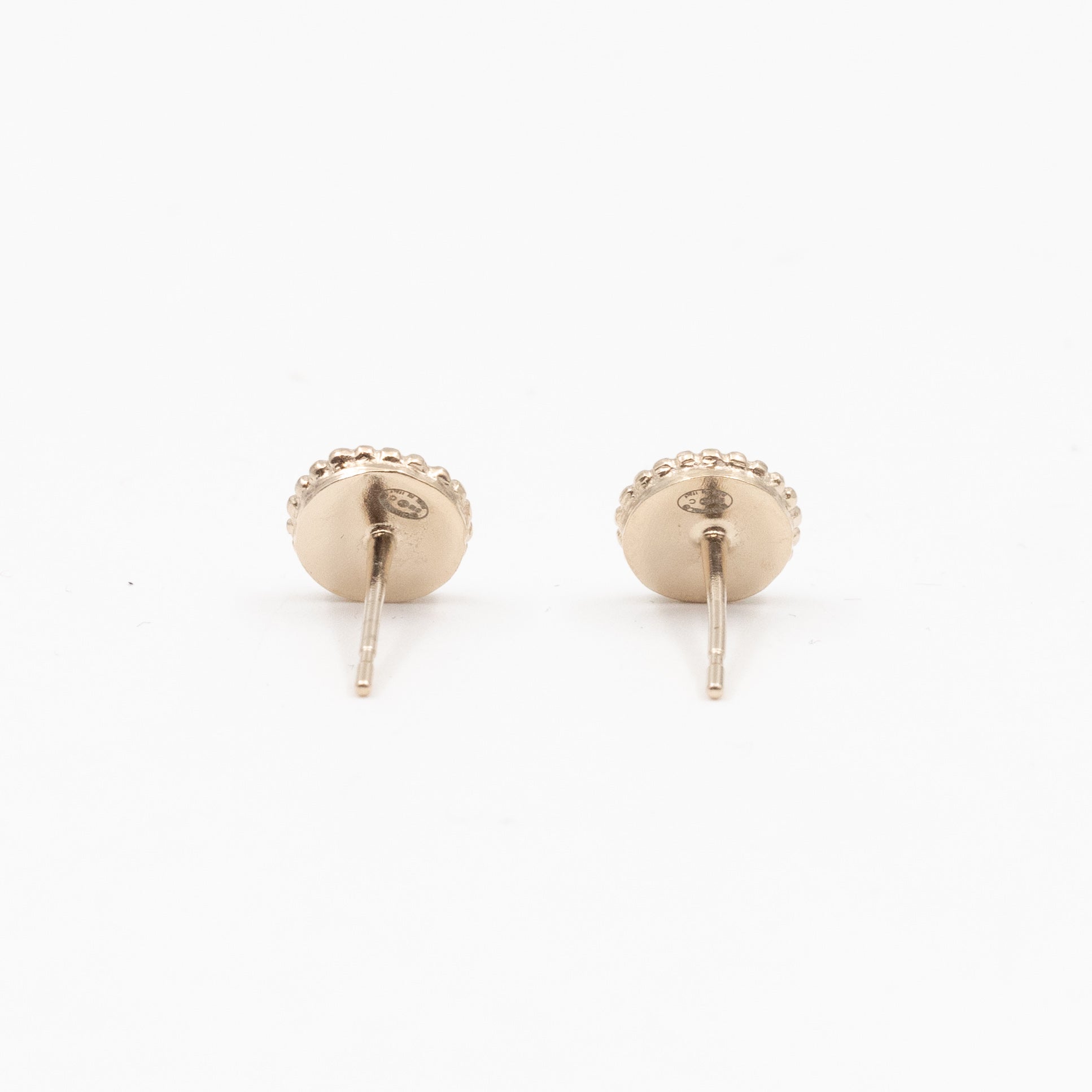 Mini CC Button Earrings Pink Light Gold