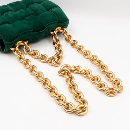 Chain Cassette Bag Green Suede & Gold