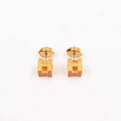 Cage d'H Earrings Orange Gold