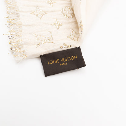 Monogram So Glitter Stole Scarf Ivory Gold