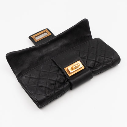 Mademoiselle Flap Clutch Black Leather