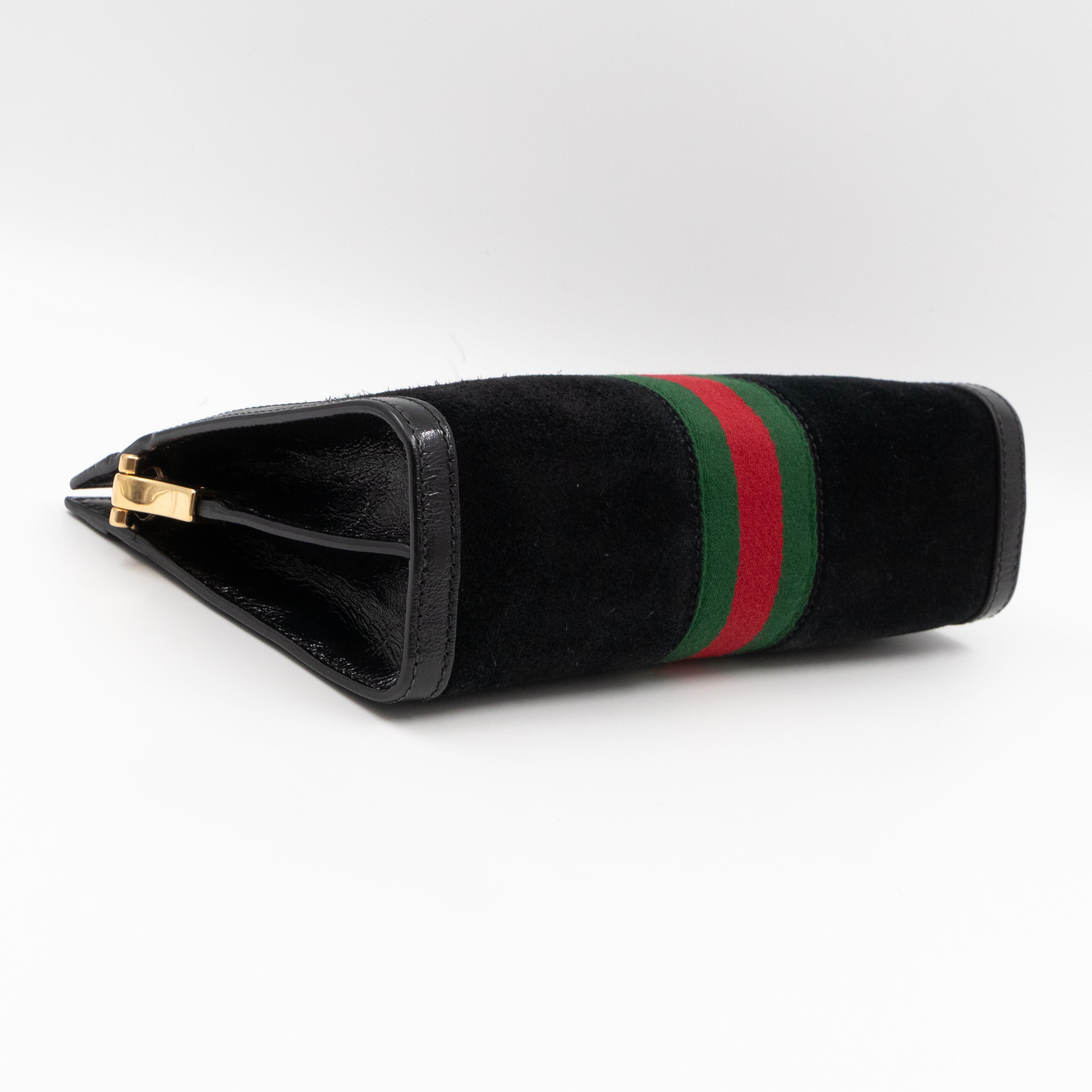 Ophidia Chain GG Small Shoulder Bag Black Suede