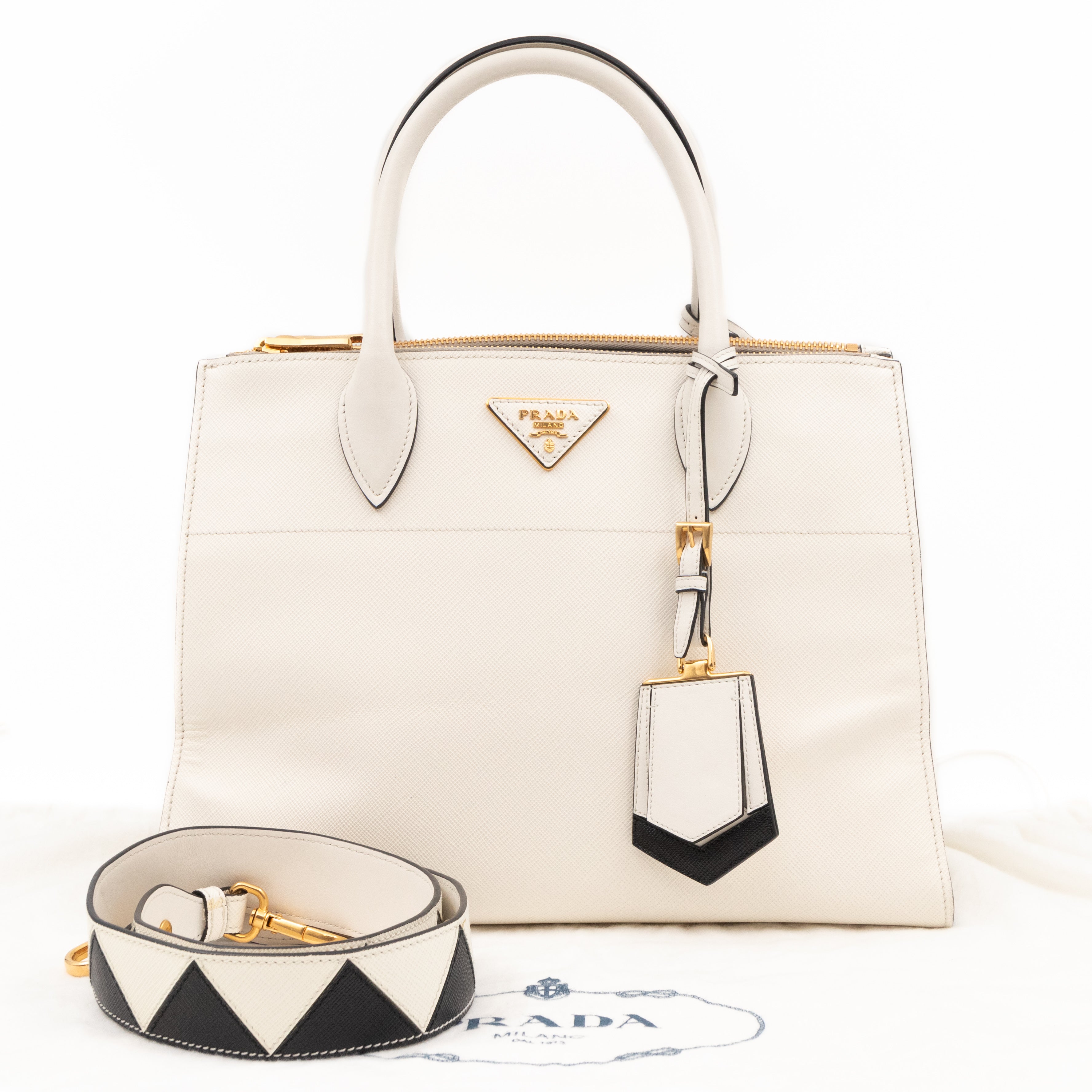 Paradigme Bag White Greche Saffiano City Calfskin