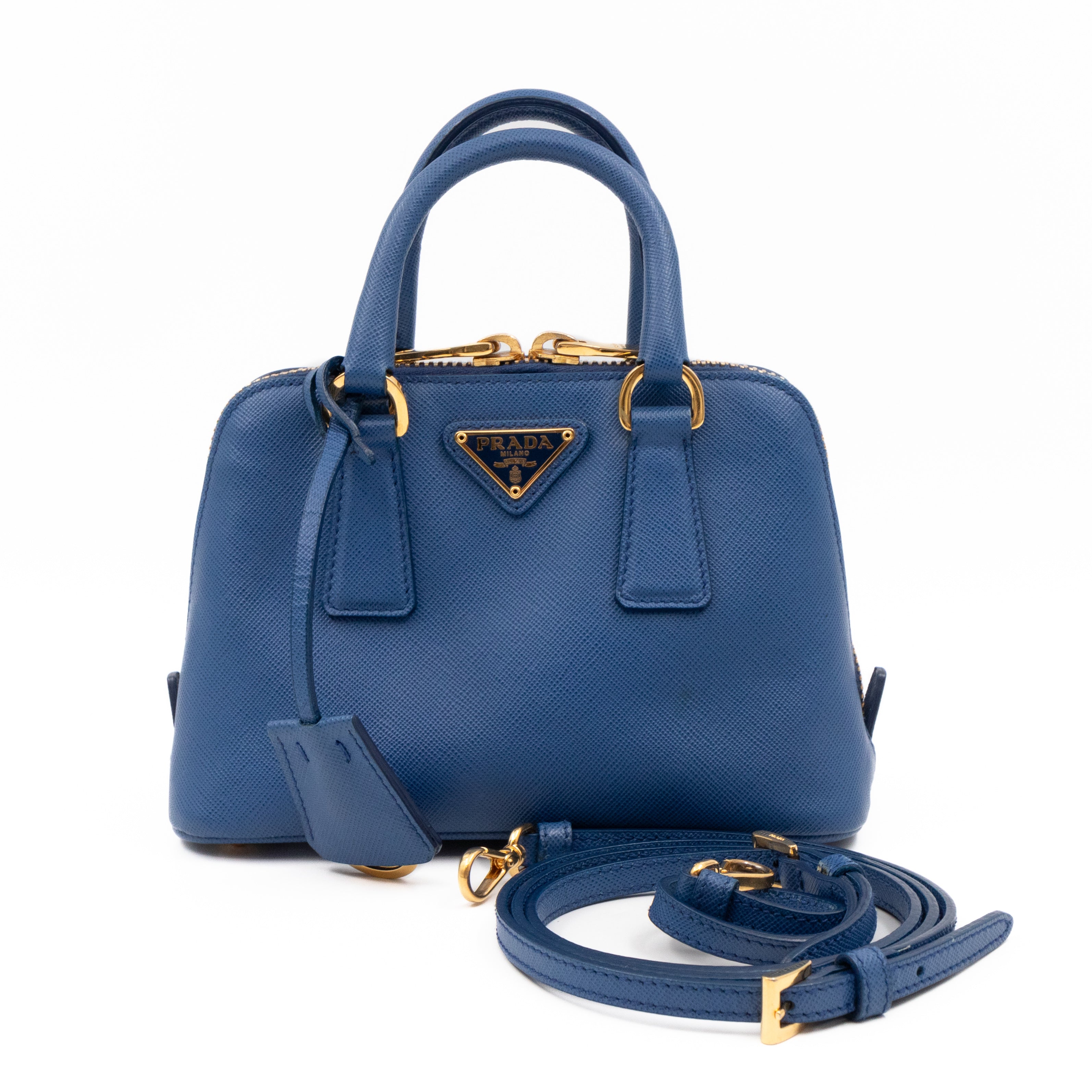 Promenade Mini Blue Saffiano Leather