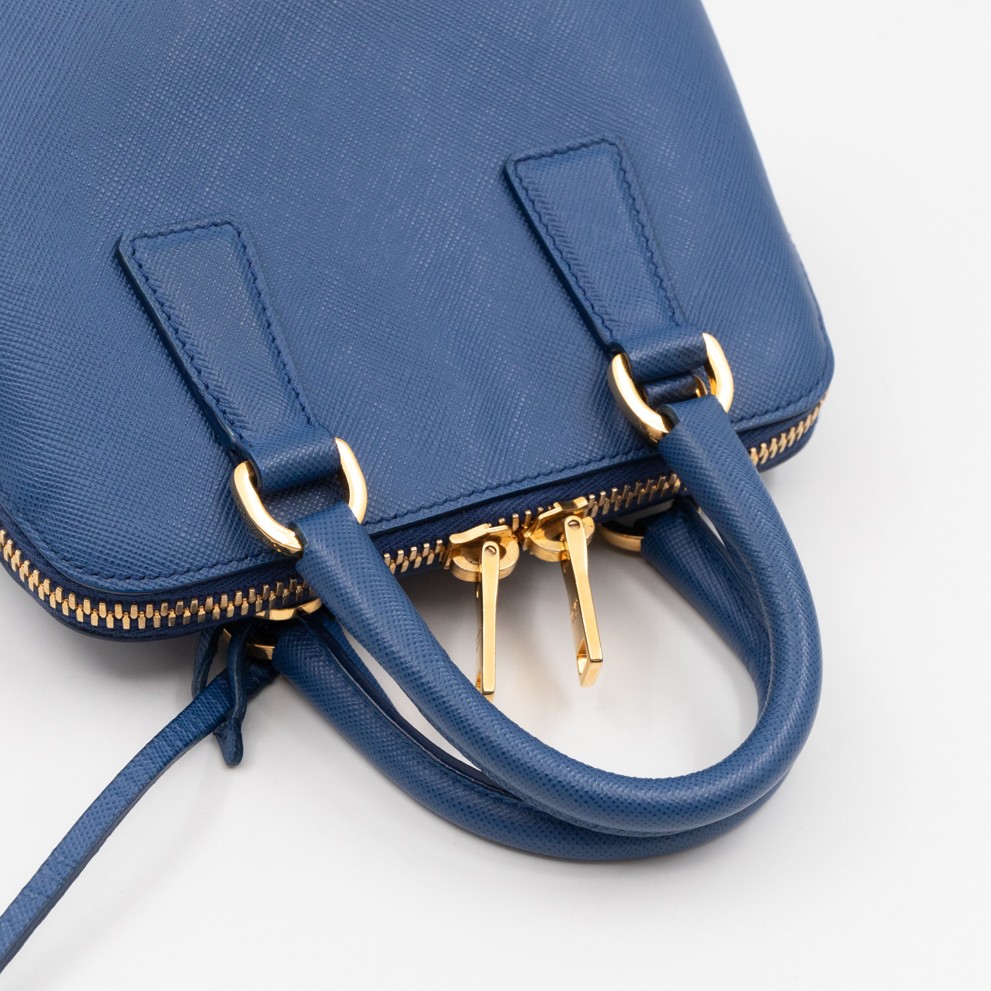 Promenade Mini Blue Saffiano Leather