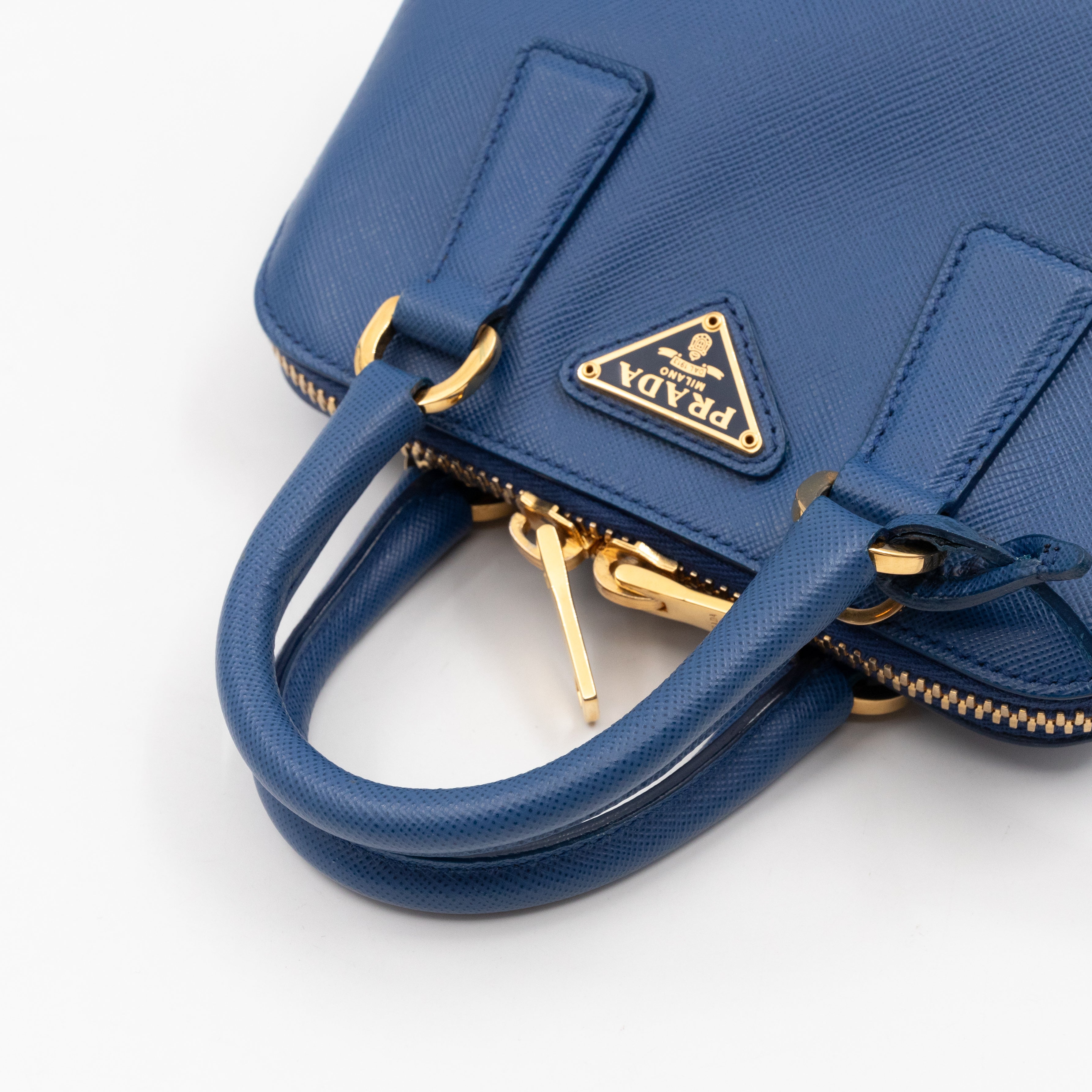 Promenade Mini Blue Saffiano Leather