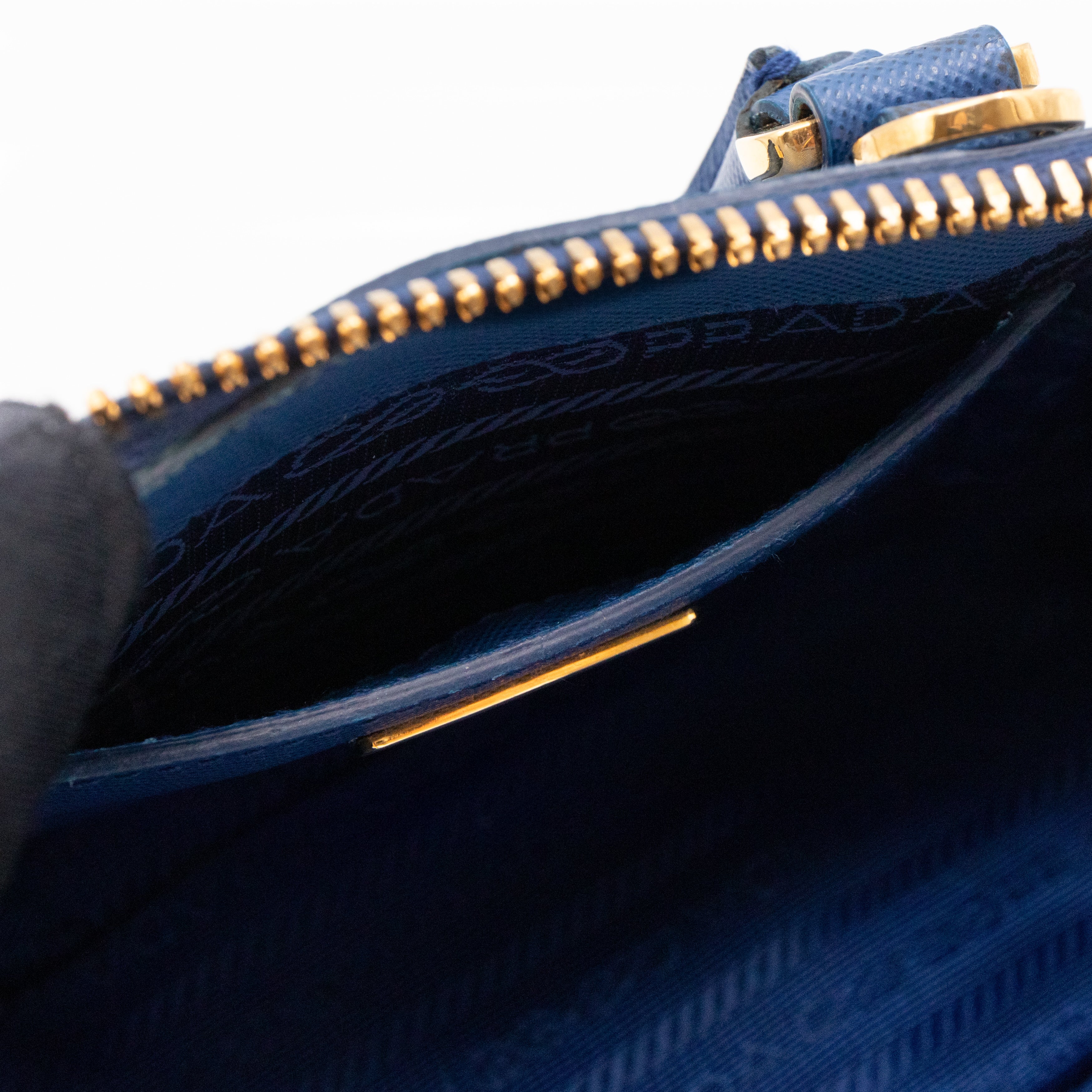Promenade Mini Blue Saffiano Leather