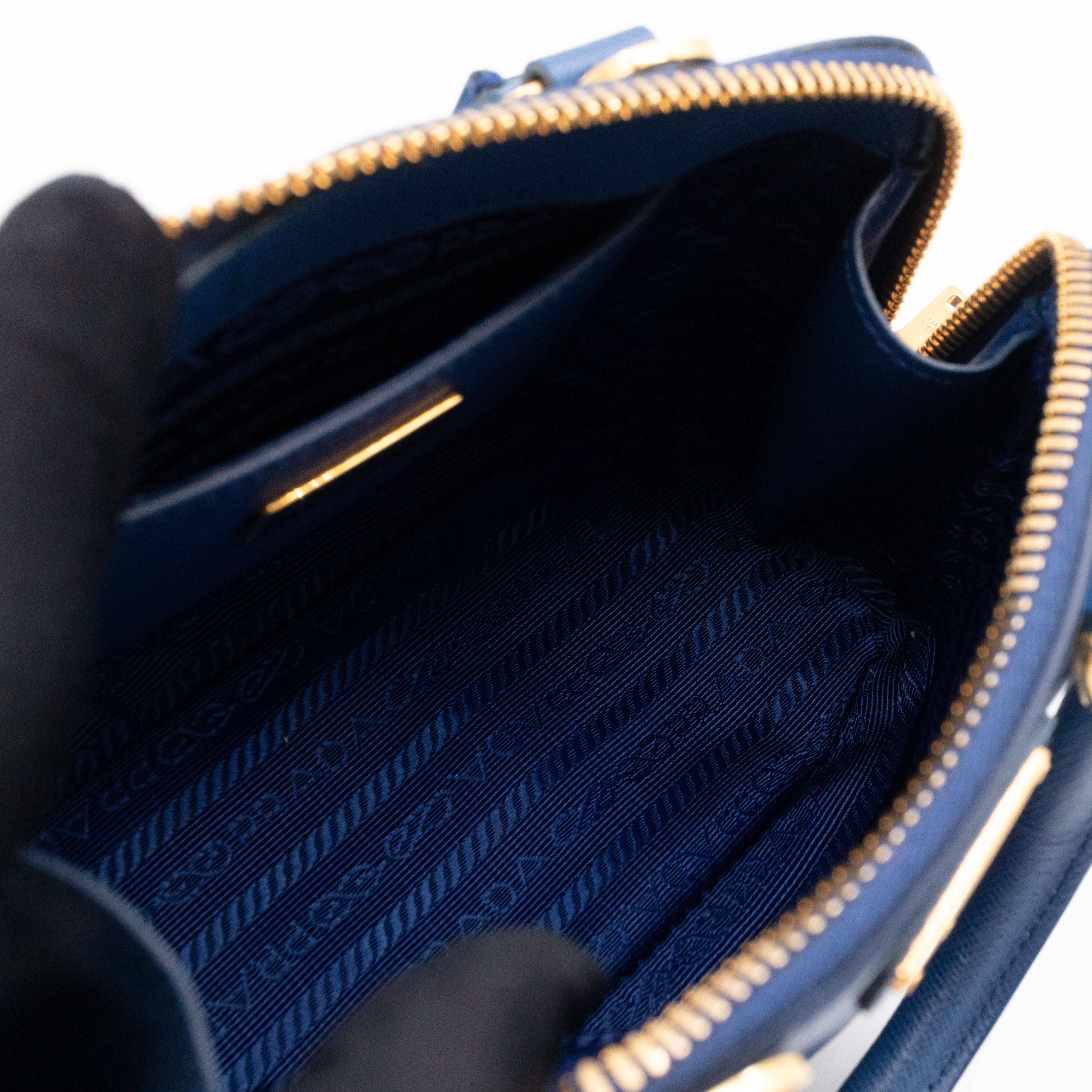 Promenade Mini Blue Saffiano Leather