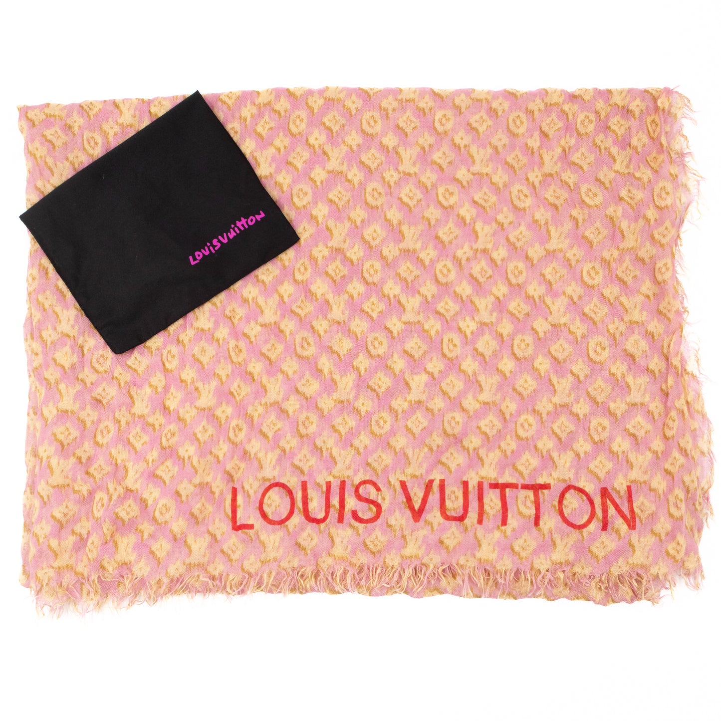 Leopard Print Pink & Yellow Cashmere/Silk Stephen Sprouse Graffiti Scarf