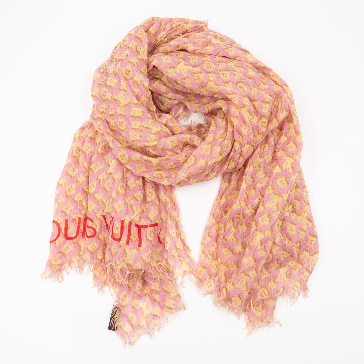 Leopard Print Pink & Yellow Cashmere/Silk Stephen Sprouse Graffiti Scarf