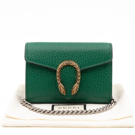 Dionysus Chain Coin Purse Green Leather