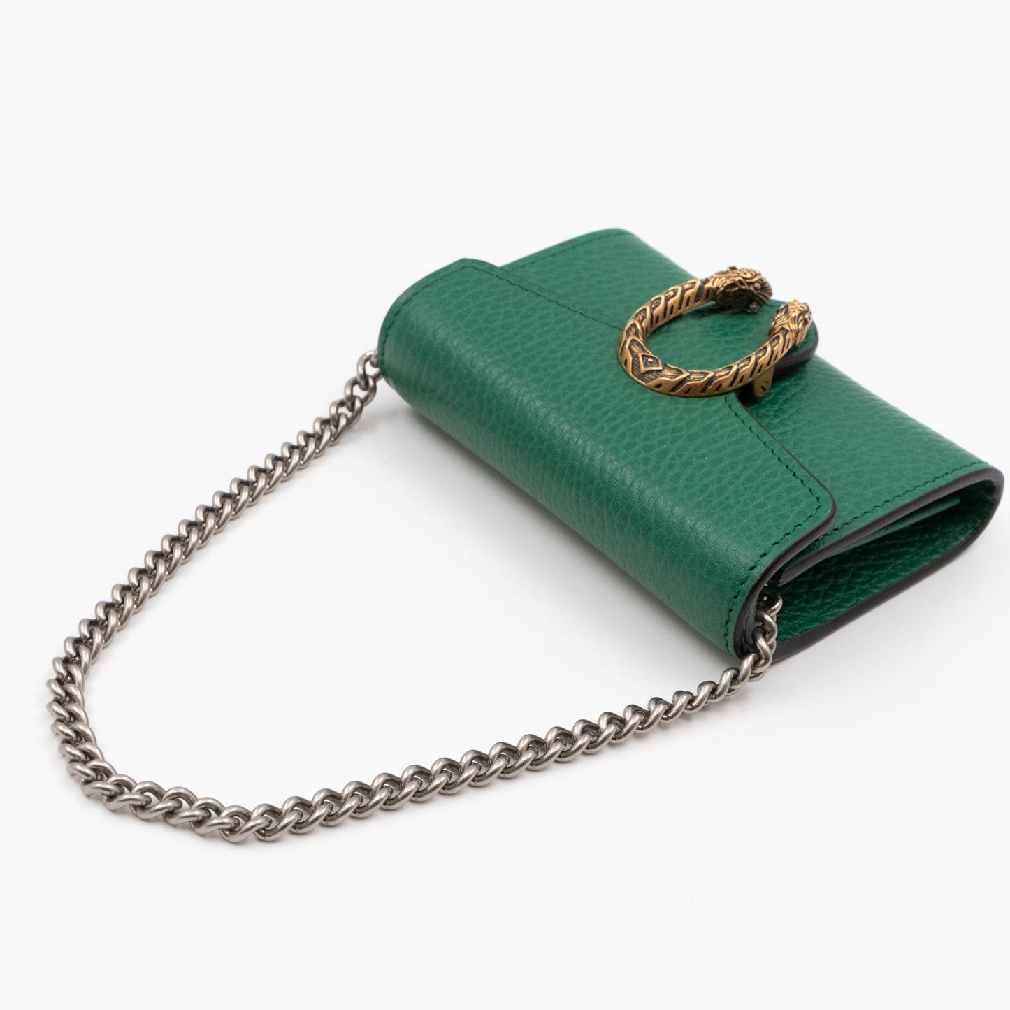 Dionysus Chain Coin Purse Green Leather