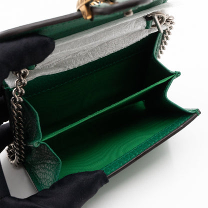 Dionysus Chain Coin Purse Green Leather