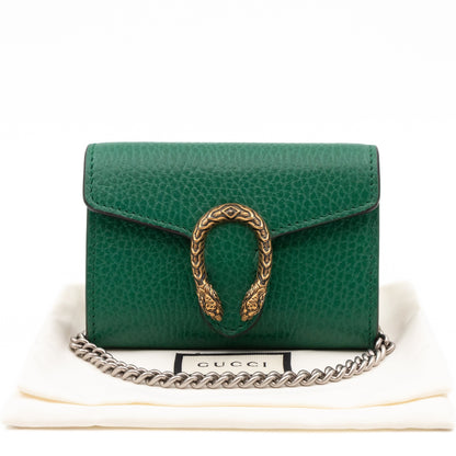 Dionysus Chain Coin Purse Green Leather