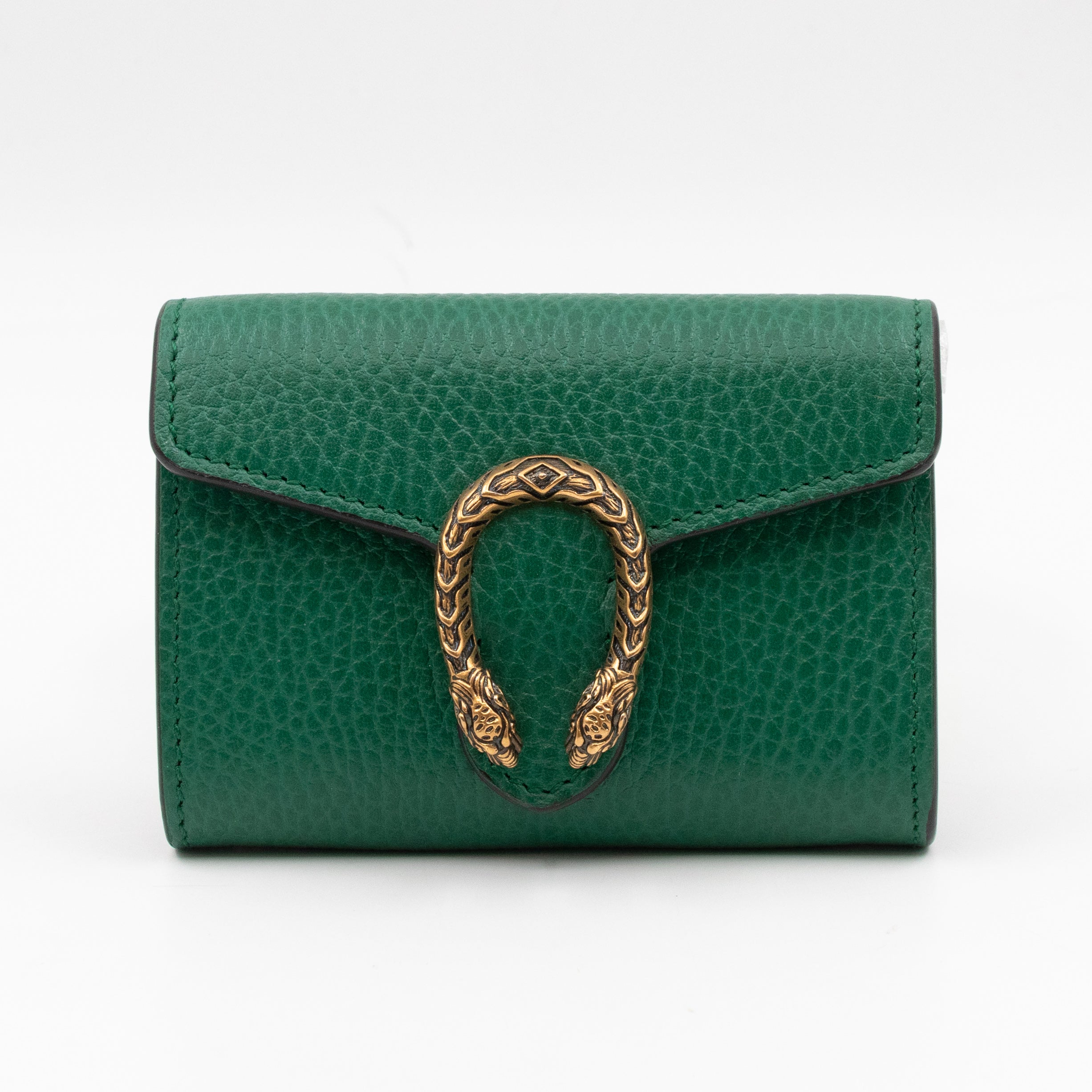 Dionysus Chain Coin Purse Green Leather